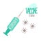 Vaccine and syringe injection Coronavirus icons. Vaccination time. Stop Covid. Prevention,immunization and treatment from Covid-19