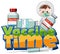 Vaccine Time font with a doctor and many vaccine bottles