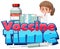 Vaccine Time font with a doctor and vaccine bottles