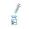 Vaccines for COVID-19.Syringe and vaccine bottle. Vaccination campaign against the epidemic of coronavirus. flat icon vector