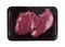 Vacuum black plastic pack with fresh deer meat isolated