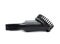 Vacuum cleaner brush. Plastic attachment for Furniture. Black Upholstery brush isolated on a white background. Side view.