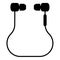 Vacuum headphones wired wireless icon black color vector illustration image flat style