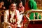 Vadodara, India - 20 july 2018: moment during celebration of traditional lush indian wedding with hindu priest and groom
