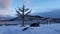 Vagsfjorden from Harstad at sunset in winter in Northern Norway