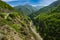 Val Borbera gorge during spring with steep rocky cliffs