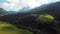 Val di Funes, Italy, Dolomites. Aerial footage in autumn mountains.