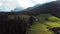 Val di Funes, Italy, Dolomites. Aerial footage in autumn mountains.