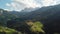 Val di Funes, Italy, Dolomites. Aerial footage in autumn mountains.