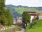 VAL DI GARDENA, ITALY - SEPTEMBER 1, 2019: View as you walk into Selva Val di Gardena in Alto Adige, by river with