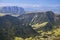 Val Gardena and Ortisei, Dolomites, view from a mountain