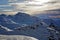 Val Thorens slope in French Savoie at sunset