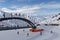 Val Thorens viewed from a slope with skiers