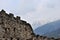 Valcamonica Breno castle view on the alps