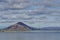 Valcano mount and lake in Myvatn Winter landscape