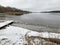 Valdai lake in winter in cloudy January day
