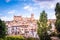 Valderrobres, Spain - July 7, 2021: View from outside the Aragonese town of Valderrobres