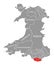 Vale of Glamorgan red highlighted in map of Wales