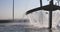 Valencia beach boat fountain 4k spain day light