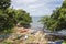 Valencia, Bohol, Philippines - Fishing boats, also known as bancas, docked near the shoreline