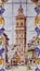 Valencia, Spain - December 02, 2016: Old tile Saint Catherine tower