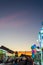 Valencia, Spain - December 14, 2018: Christmas fairground at dusk