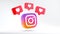 Valencia, Spain - March, 2021: Isolated Instagram logo camera icon with like notifications. Free social media app for mobile