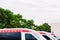 Valencia, Spain - May 25, 2019: Ambulances waiting at the emergency door of a hospital to help in case of emergency