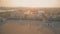 VALENCIA, SPAIN - SEPTEMBER 22, 2018. Aerial view of the beachfront hotels and restaurants in the evening