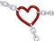 Valentine 3D heart three love chain links pull