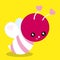 Valentine Animals Bee Pink White 07