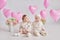 Valentine Baby boy and girl. Valentine`s Day. Balls and flowers. Celebration. Mother`s day postcard. International day of