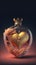 Valentine Background with a Heart Shaped Ornate Bottle with a Crown on Top of it and a Golden Heart Inside