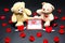 Valentine bears and card