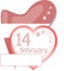 Valentine calendar icon. Love heart card