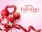 Valentine candies with ribbon vector banner template. Happy valentines day text with valentines elements.