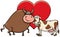Valentine card with cow and bull characters in love