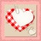 Valentine card with fabric hearts. Vector eps-10.