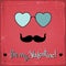 Valentine card with glasses, heart and mustache