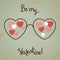 Valentine card with glasses, heart. Vintage design