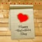 Valentine card with hearts and wooden boards background - vector