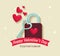 Valentine celebration with padlock and key with hearts