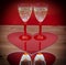 Valentine champagne glasses in heart