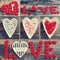 valentine collage with love symbols on wooden background in vintage style