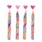 Valentine colorful candle and fire pink color heart shape,water color painting picture.