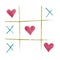 Valentine colorful and pink heart on tic tac toe game,water color painting picture.