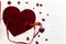 Valentine concept flat lay. stylish velvet hearts on white wood