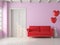 Valentine concept vintage living room 3d render