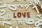 valentine conceptual word collected of wooden elements with the