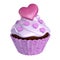 Valentine cupcake with hearts topping